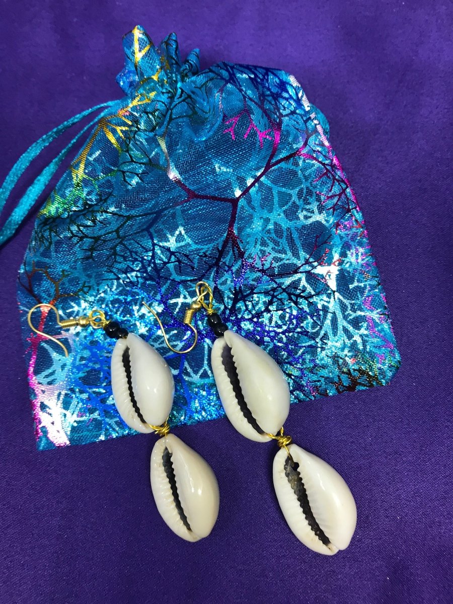 Cowrie Seashell Earrings Made with Silver Wire - Continent Clothing