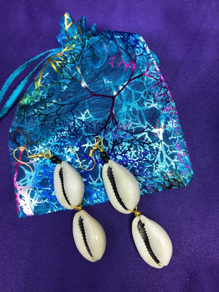 Cowrie Seashell Earrings Made with Silver Wire - Continent Clothing 