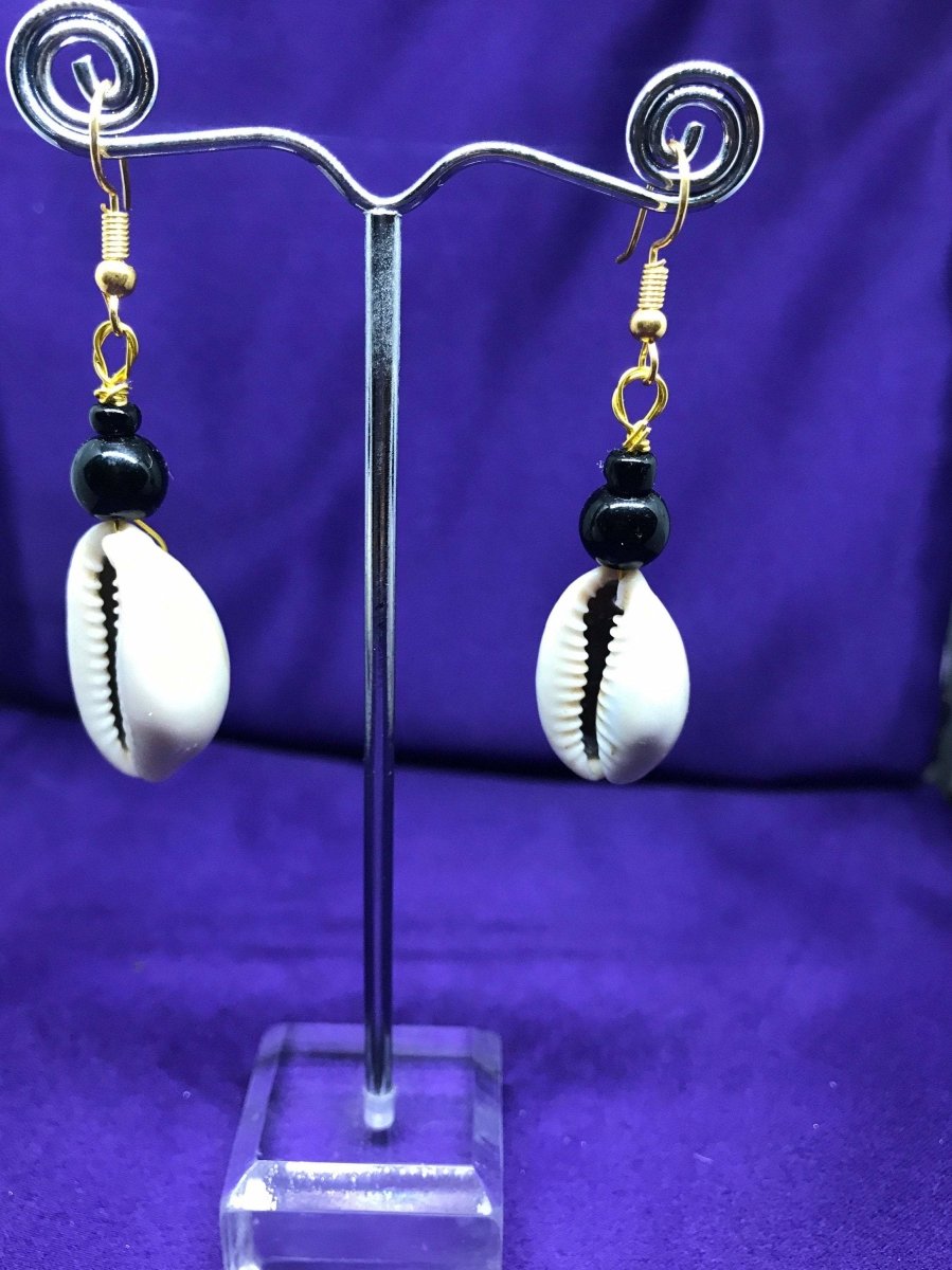 Cowrie Seashell Earrings Made with Silver Wire - Continent Clothing