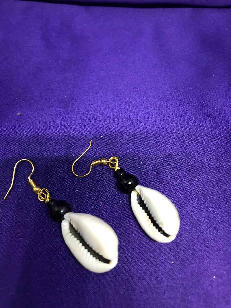 Cowrie Seashell Earrings Made with Silver Wire - Continent Clothing