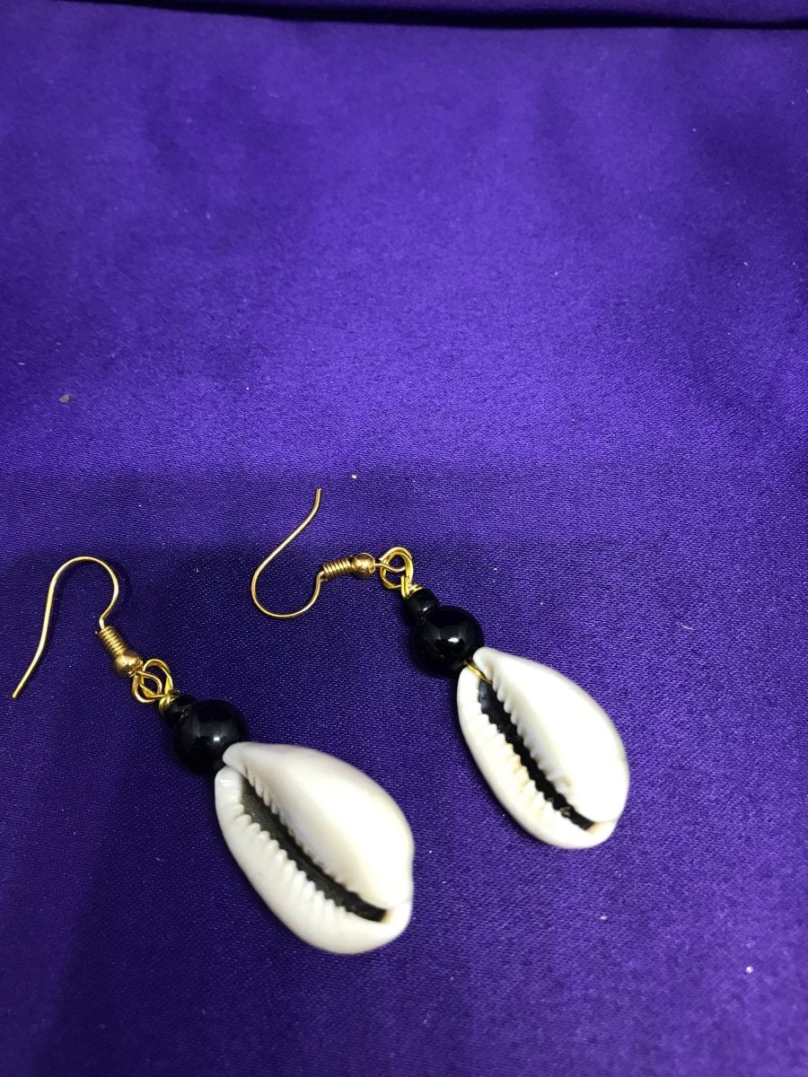 Cowrie Seashell Earrings Made with Silver Wire - Continent Clothing 