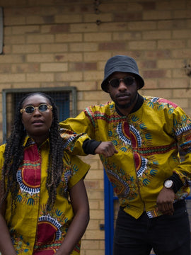 Blouson Aviateur Dashiki Imprimé Africain Marron