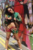 Dashiki Bomber Jacket in Green - Continent Clothing 