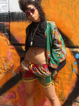 Dashiki Bomber Jacket in Green