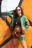 Dashiki Bomber Jacket in Green - Continent Clothing