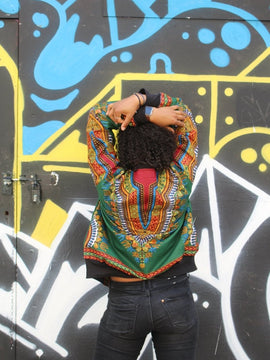 Dashiki Bomber Jacket in Green