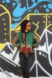 Dashiki Bomber Jacket in Green - Continent Clothing