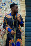 Dashiki Coat in Black and Red Print - Continent Clothing 