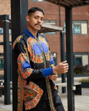 Dashiki Coat in Black and Red Print - Continent Clothing