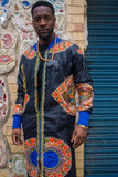 Dashiki Coat in Black and Red Print - Continent Clothing