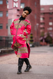 Dashiki Coat in Pink - Festival Clothing - Continent Clothing