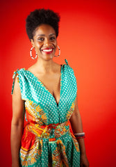 Dashiki Dress In Turquoise Print - Continent Clothing