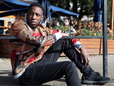 Dashiki Jacket in Black and Red Print- Festival Clothing - Continent Clothing