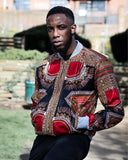 Dashiki Jacket in Black and Red Print- Festival Clothing - Continent Clothing