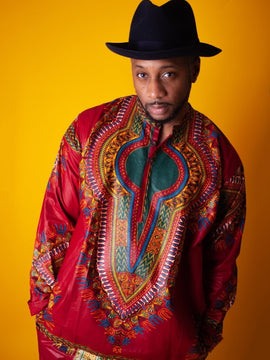 Costume Dashiki africain en imprimé africain rouge - Vêtements Festival