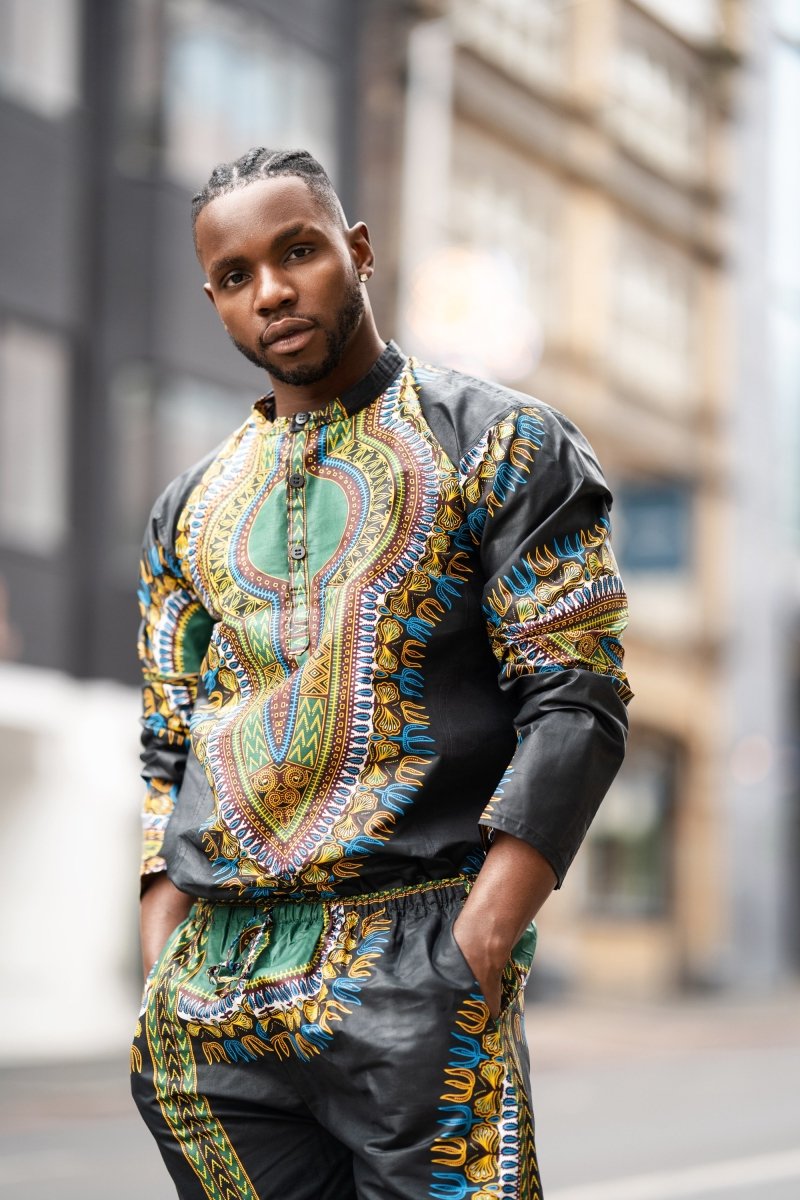 Dashiki Shirt in Black - Continent Clothing