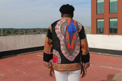 Dashiki Shirt in Black Print - Festival Shirt - Continent Clothing