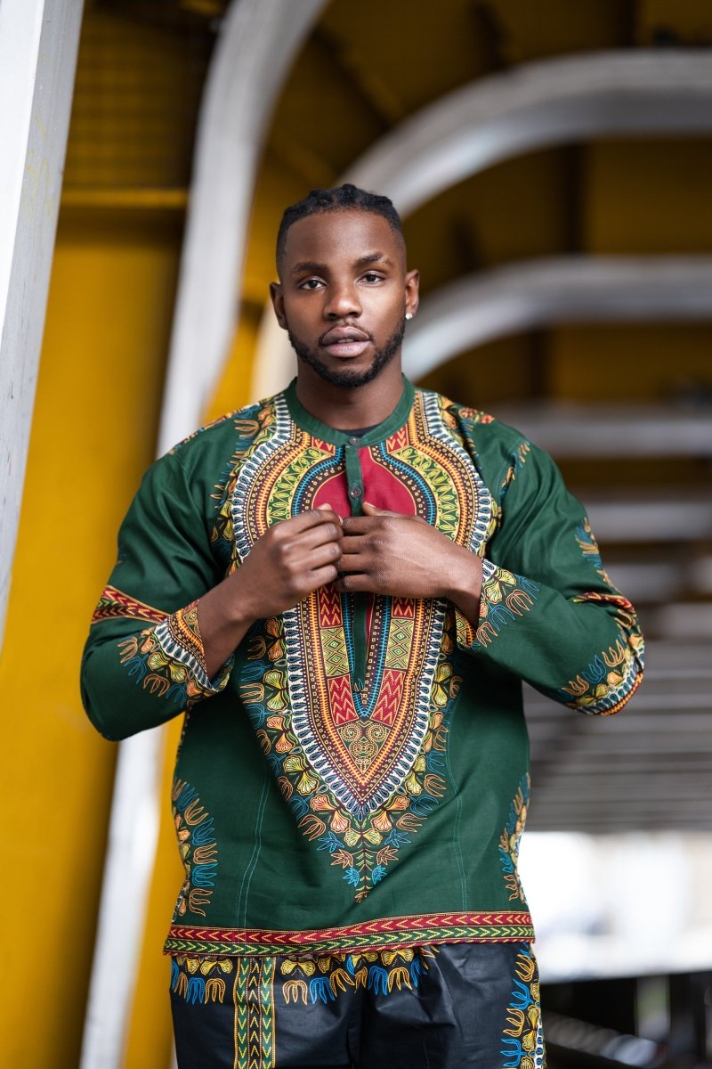Dashiki Shirt in Green - Continent Clothing