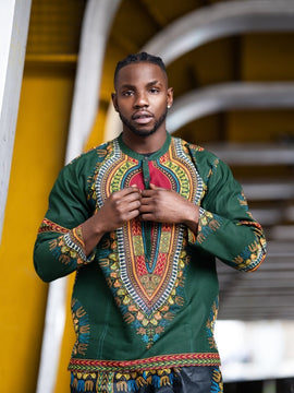 Dashiki Camicia in Stampa Nera - Festival Camicia