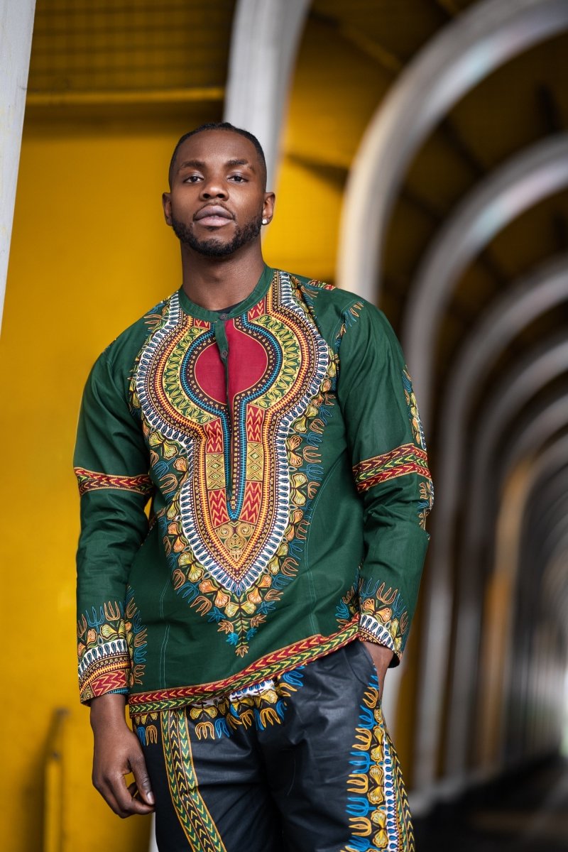 Dashiki Shirt in Green - Continent Clothing