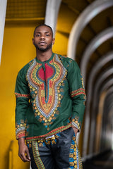 Dashiki Shirt in Green - Continent Clothing