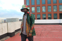 Dashiki Shirt in Green Print - Festival Clothing - Continent Clothing