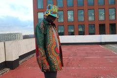Dashiki Shirt in Green Print - Festival Clothing - Continent Clothing