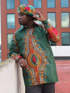 Camisa Dashiki con estampado verde - Ropa de fiesta