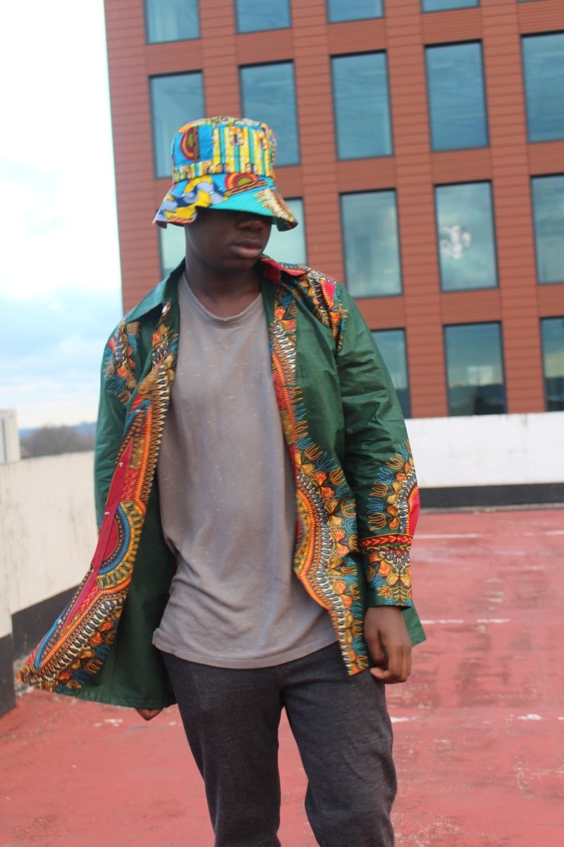 Dashiki Shirt in Green Print - Festival Clothing - Continent Clothing