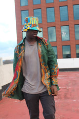 Dashiki Shirt in Green Print - Festival Clothing - Continent Clothing