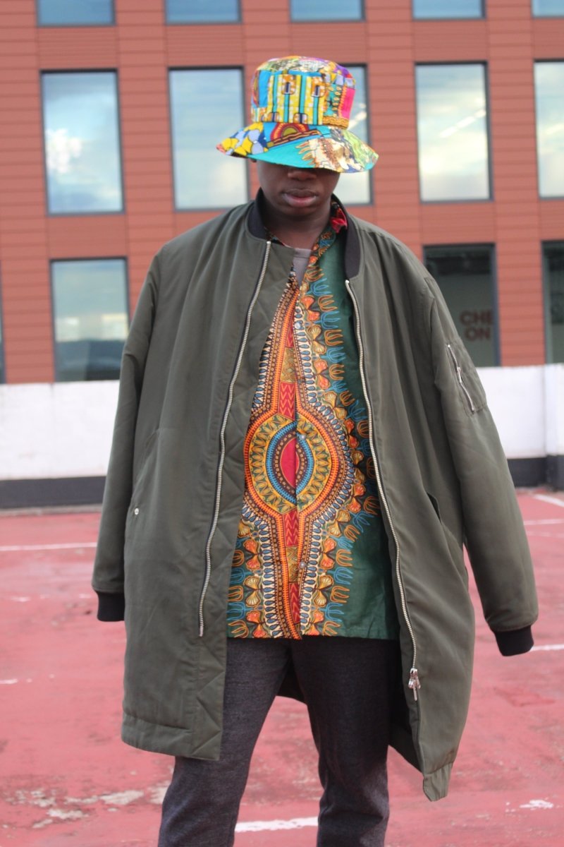 Dashiki Shirt in Green Print - Festival Clothing - Continent Clothing