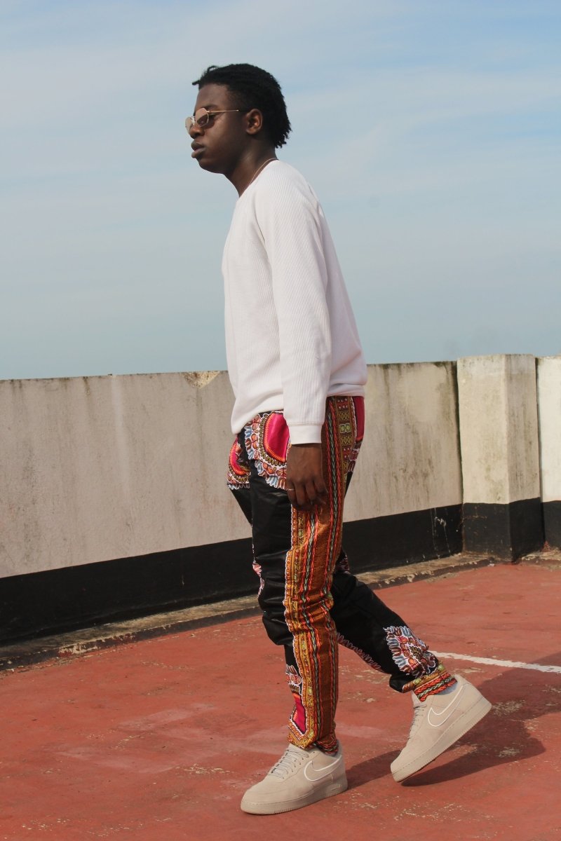 Dashiki Trousers in Black and red African Print - Festival Trousers - Continent Clothing