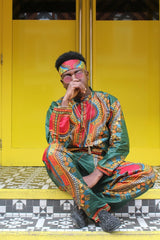 Dashiki Trousers in Green African Print - Festival Clothing - Continent Clothing