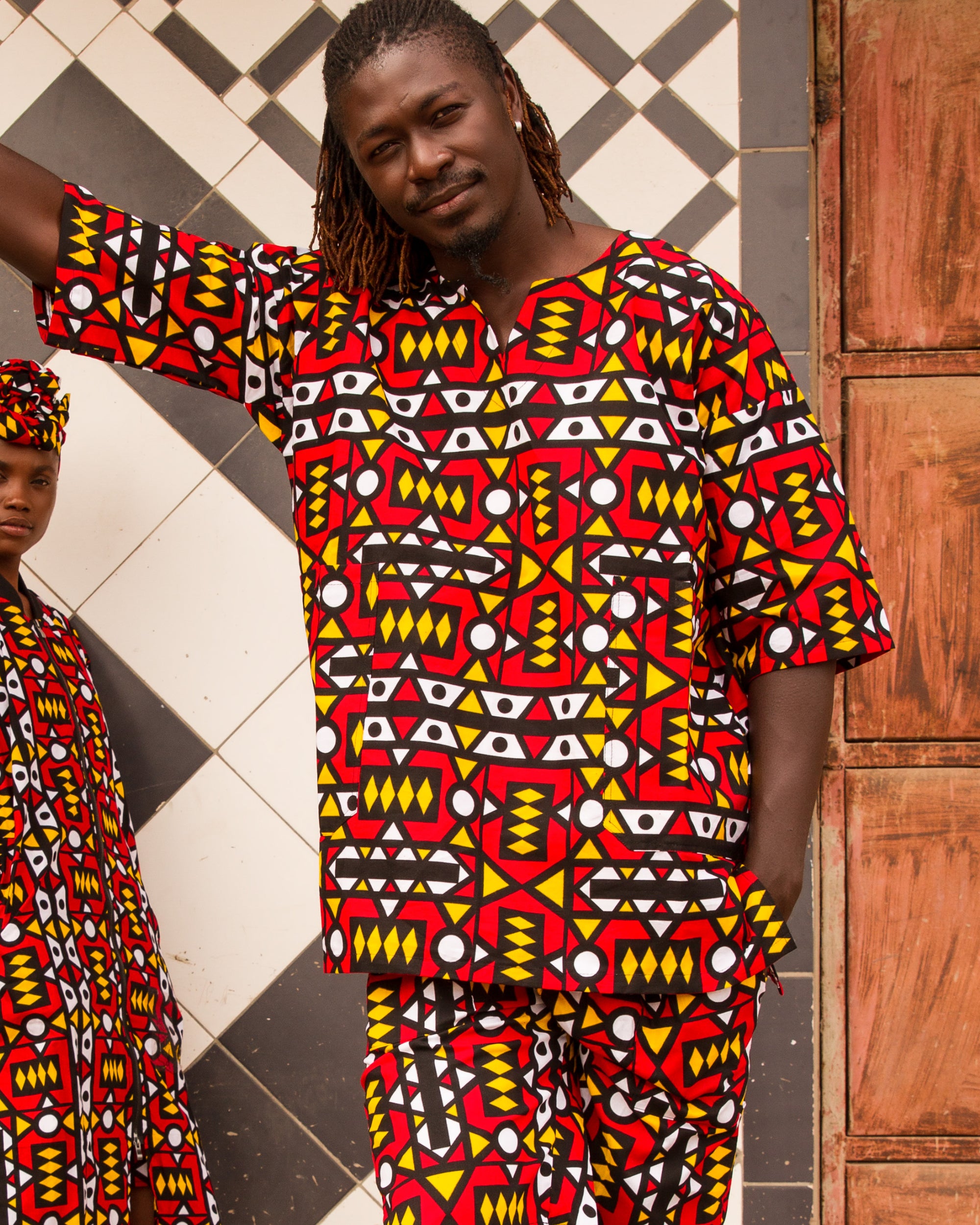 African T-Shirt in Electric Red - Continent Clothing
