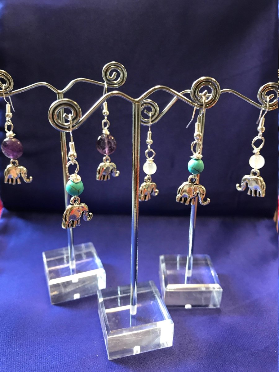 Elephant Charm Earrings with Amethyst - Continent Clothing