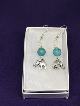 Orecchini Charm elefante con perline turchesi