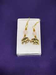 Elephant Earrings with Clear Quartz Crystal - Continent Clothing
