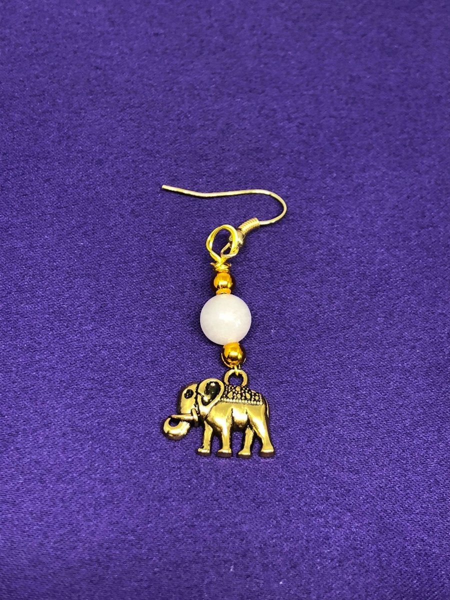 Elephant Earrings with Clear Quartz Crystal - Continent Clothing