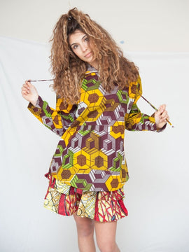 Ethische Kleidung - afrikanischen Druck Hoodie in gelb