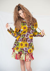 Ethical Clothing - African Print Hoodie in Yellow - Continent Clothing