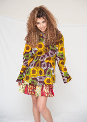 Ethical Clothing - African Print Hoodie in Yellow - Continent Clothing
