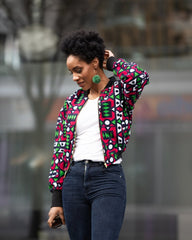 Festival Bomber Jacket In Electric Pink - The Continent Clothing