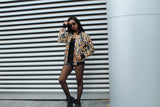 Festival Bomber Jacket in Gold Blue Ankara - Continent Clothing