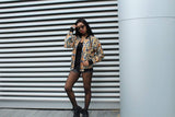 Festival Bomber Jacket in Gold Blue Ankara - Continent Clothing