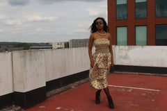 Festival Dress in Orange Gold Ankara Print - Tribal Dress - Continent Clothing
