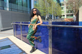 Festival Jumpsuit in Green Dashiki Print - Continent Clothing