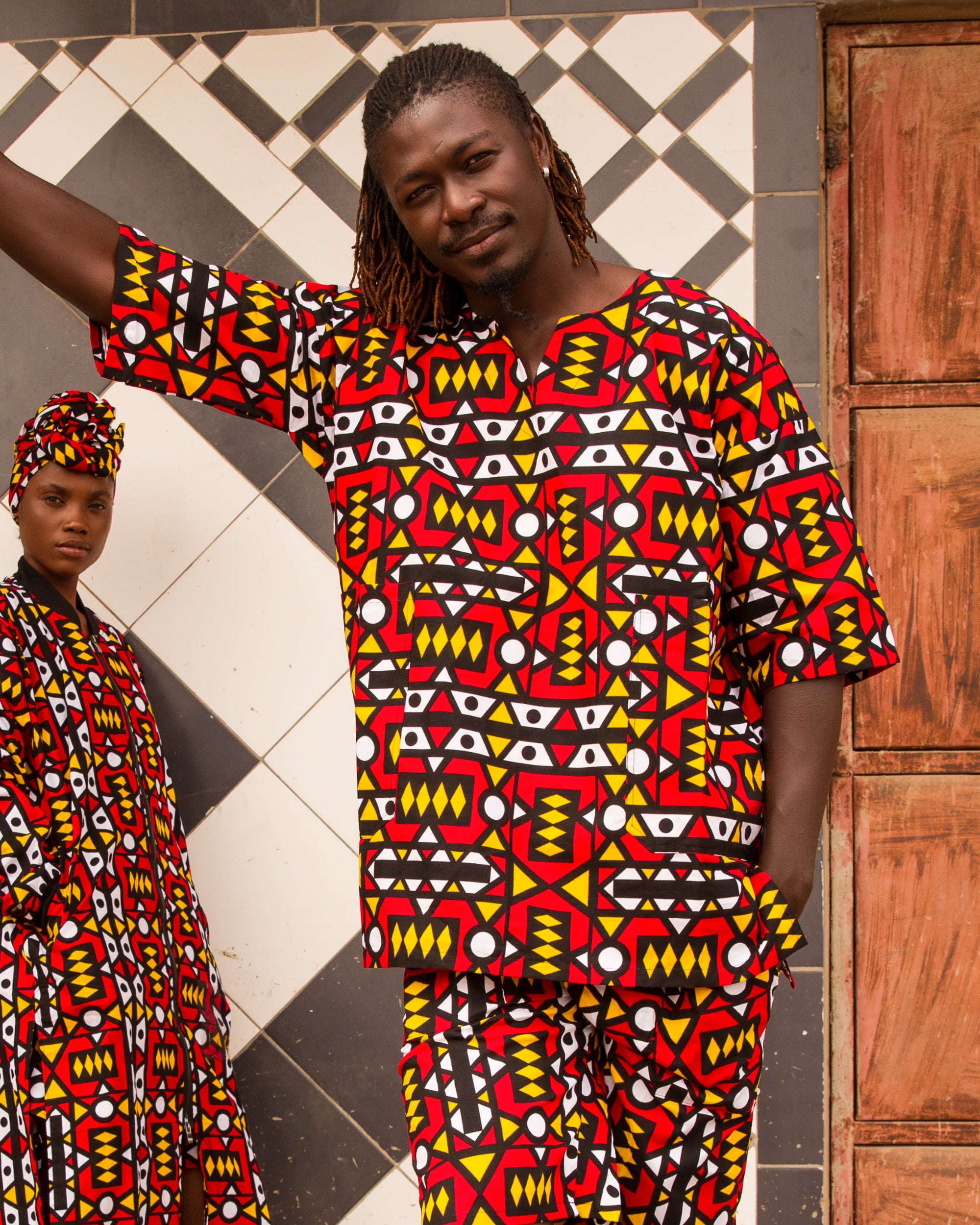 African T-Shirt in Electric Red - Continent Clothing