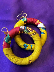 Hippie Earrings in Brown Dashiki Print - Continent Clothing