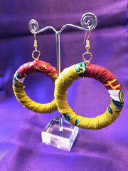 Hippie Earrings in Brown Dashiki Print - Continent Clothing