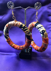 Hippie Earrings in Orange Gold Print - Zeros waste - Continent Clothing